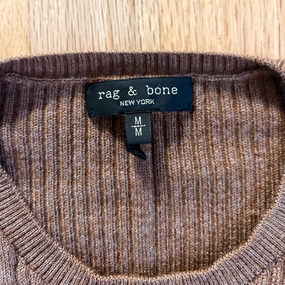 RAG & BONE audrina washable wool crew sweater slim fit camel brown size M - Picture 7 of 14
